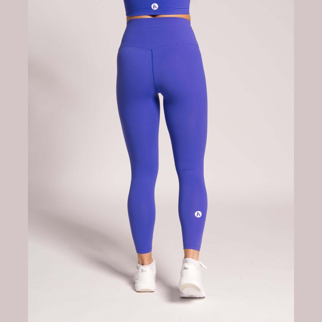 Flexible blue leggings for yoga and everyday wear