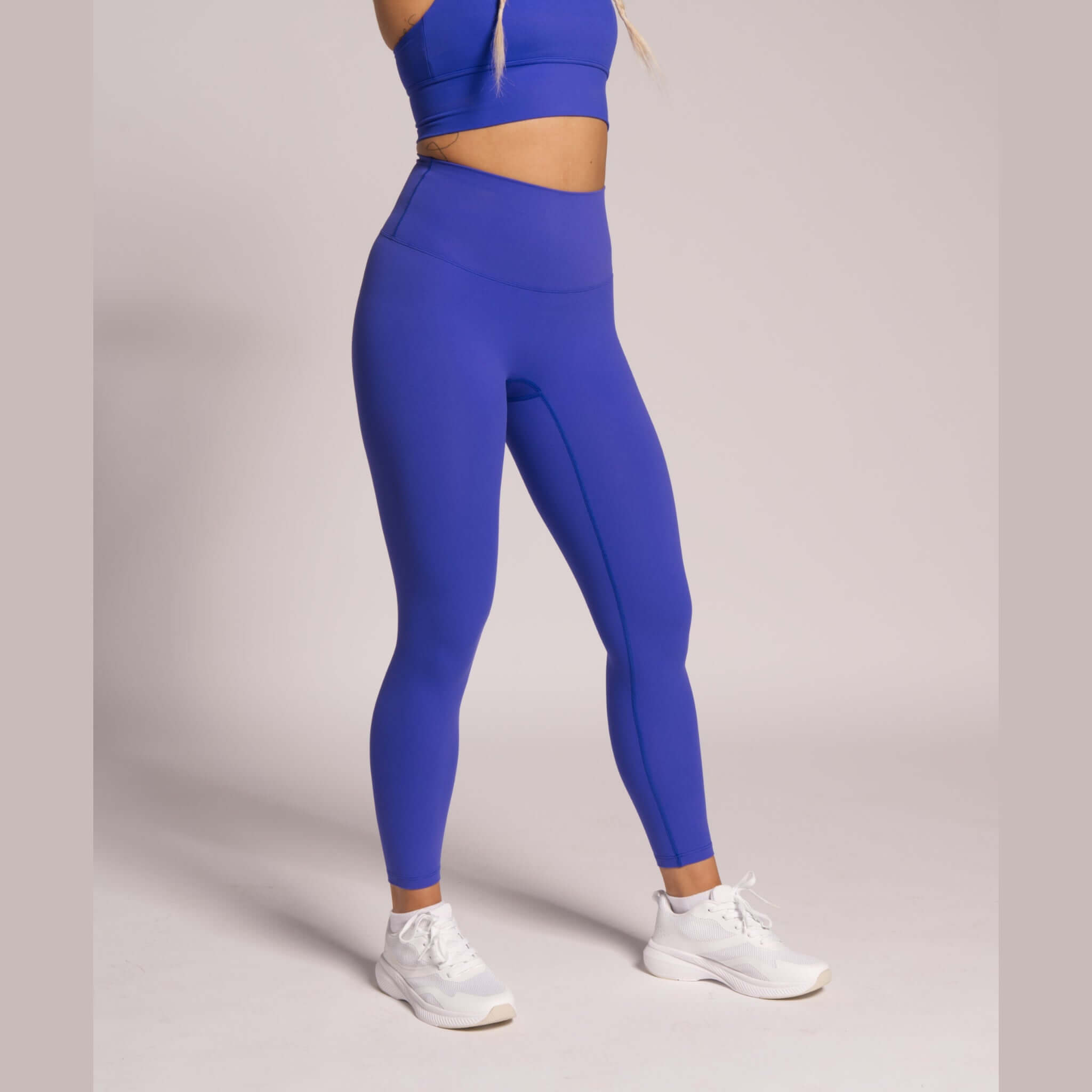 True Blue gym leggings with snug compression fit