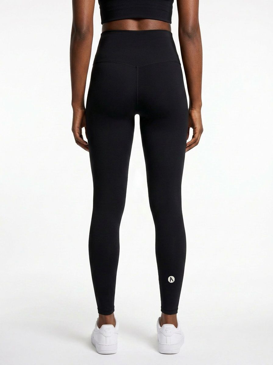 Black squat proof activewear leggings back view with high waist fit