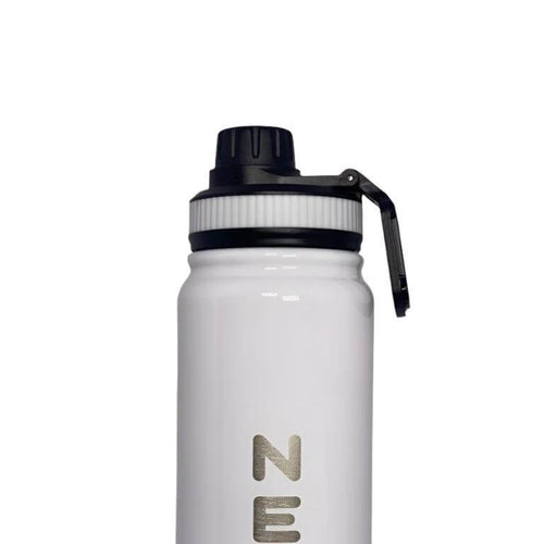 BPA-free white water bottle with secure lid