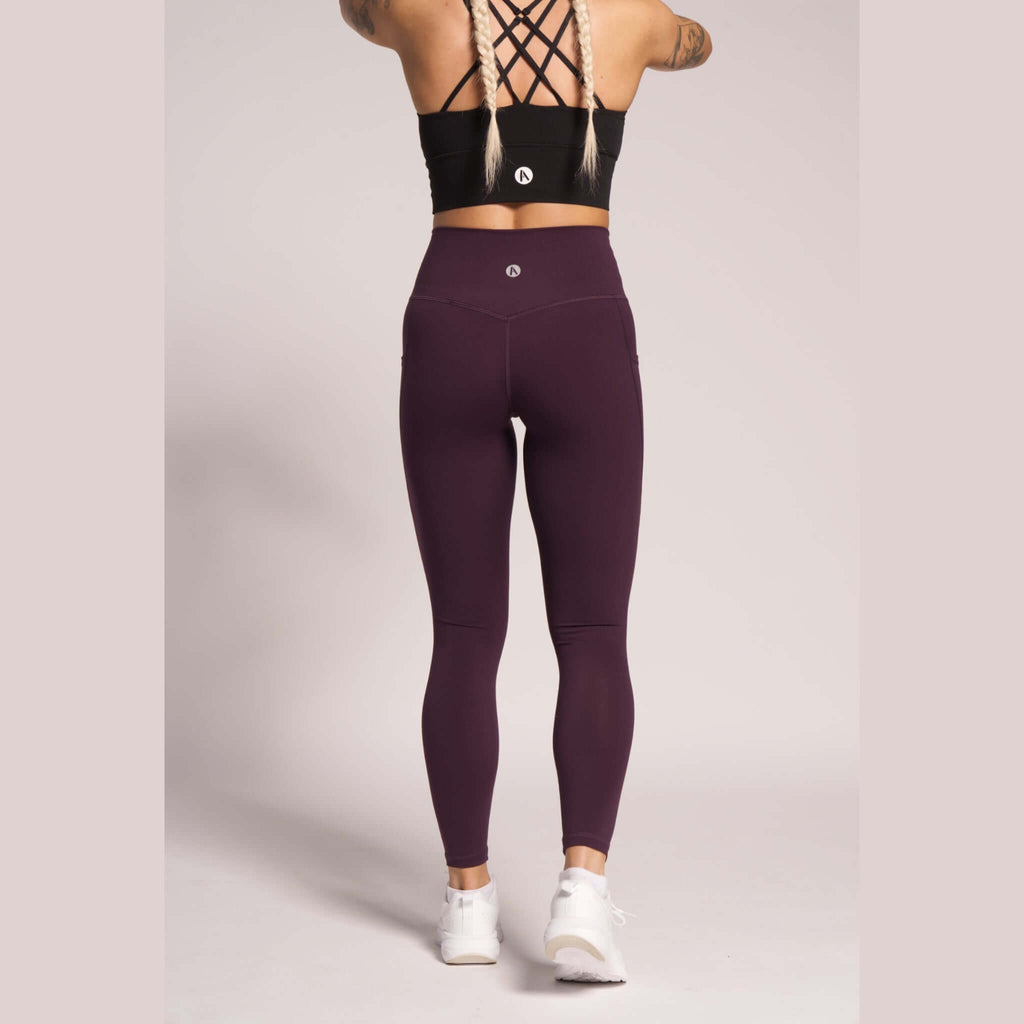 Full-length workout leggings in dark purple for women