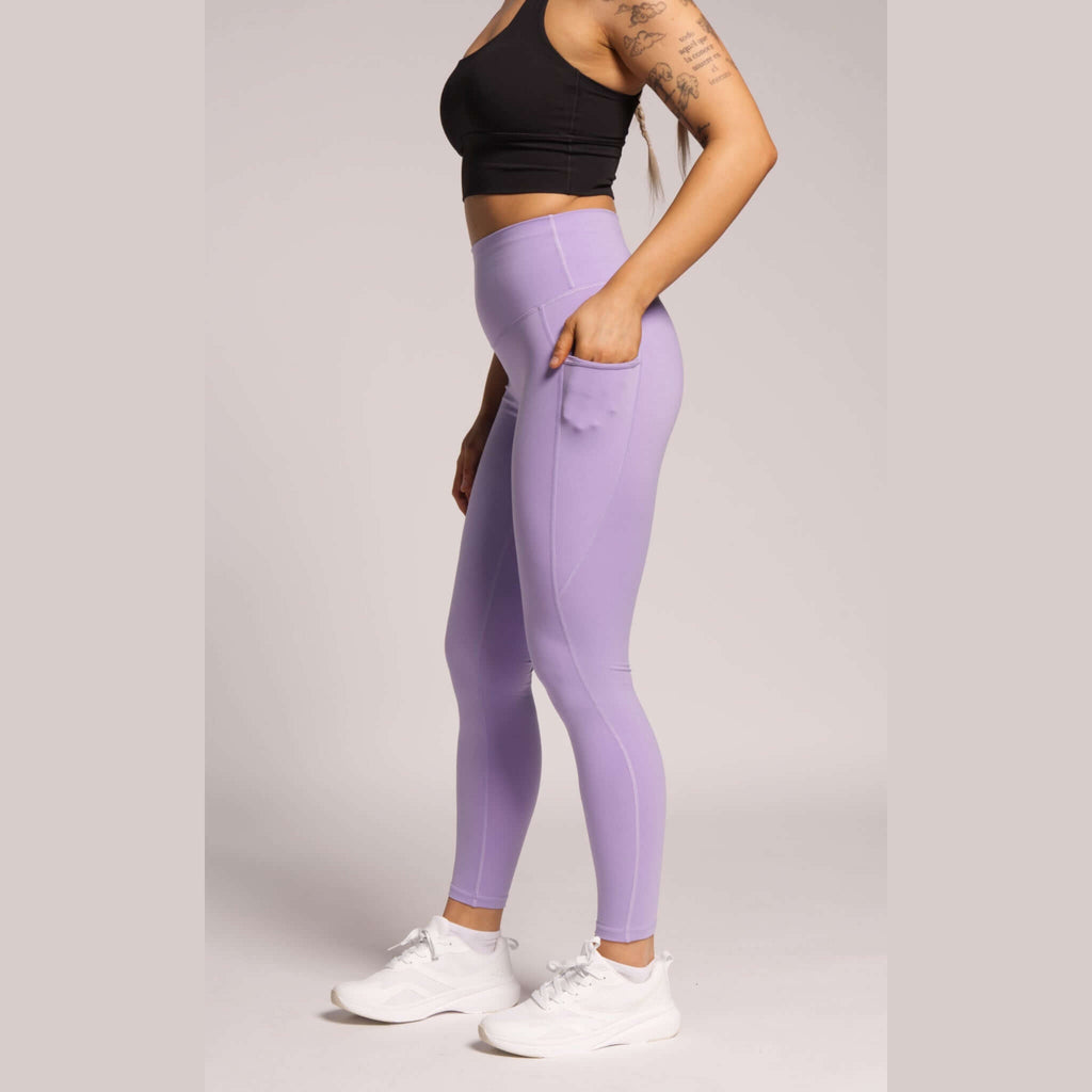 Women’s lilac pocket leggings – yoga and gym ready