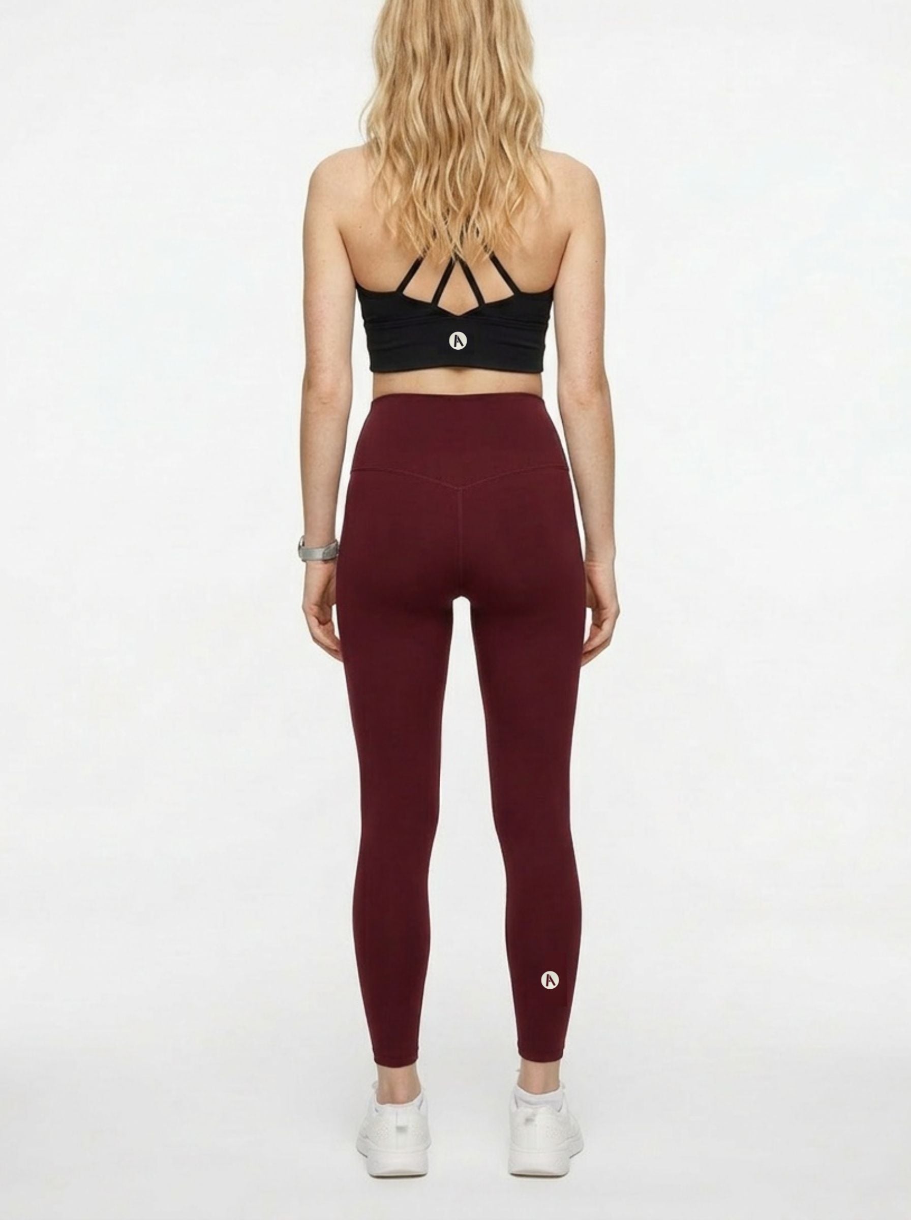 SkinHug High-Waisted Leggings-Maroon