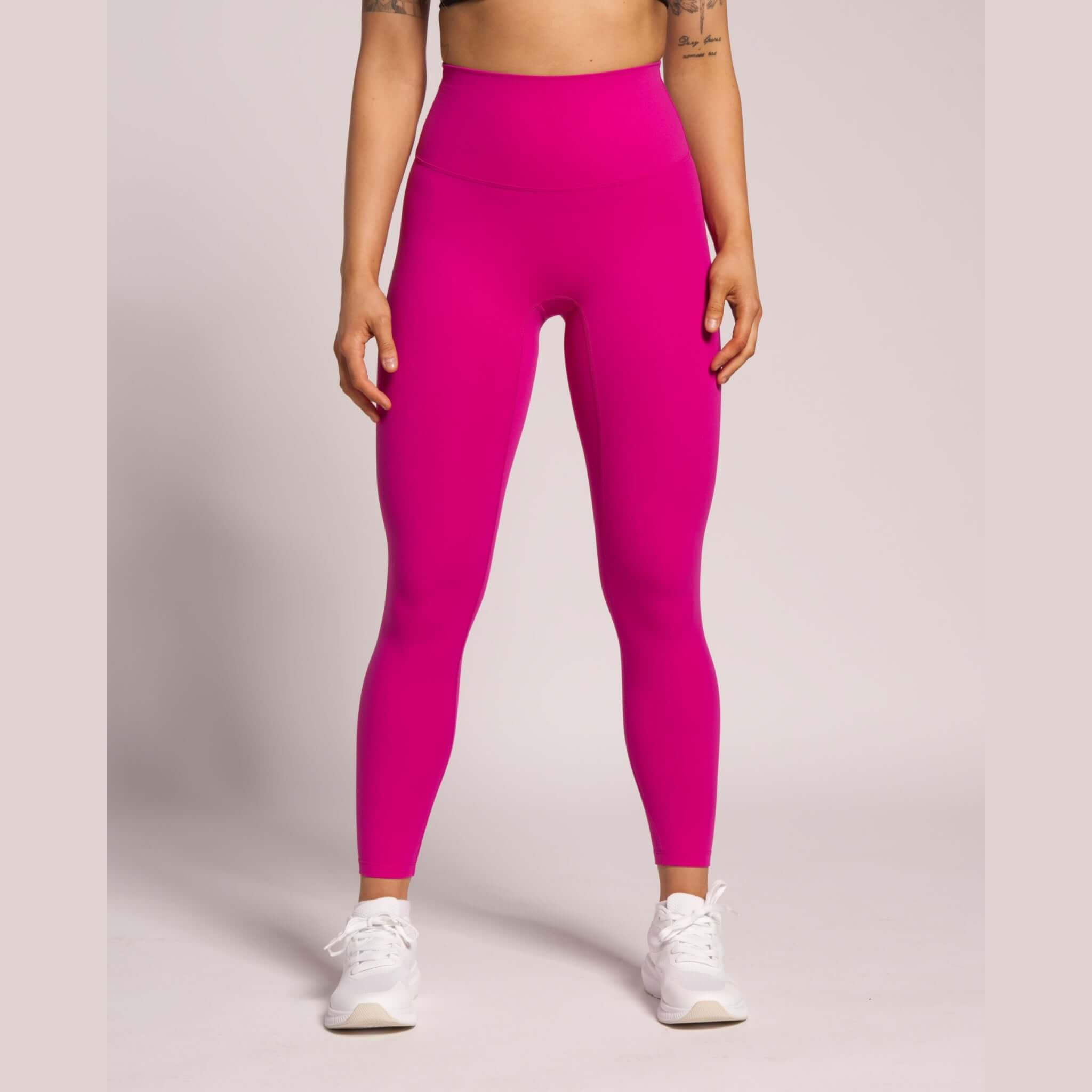 Pink high-waisted yoga leggings for women