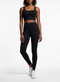 Women’s black seamless gym leggings front view for fitness and daily wear
