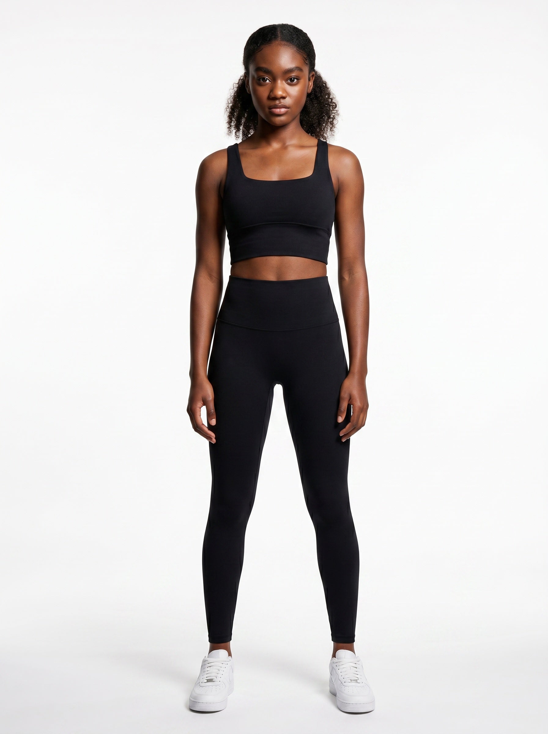 Black high waisted gym leggings for running, Pilates and everyday wear