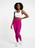 Women’s Pink seamless gym leggings front view for fitness and daily wear
