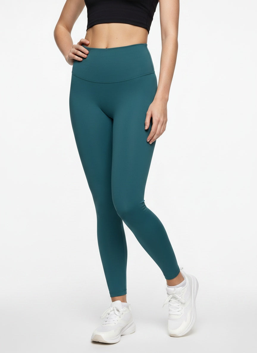 Women’s green seamless gym leggings front view for fitness and daily wear
